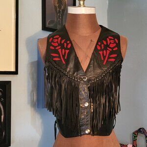 UNIK  Leather Rose Detail Vest